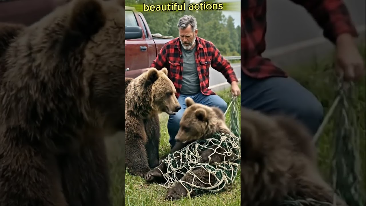 The kind man saved the bear