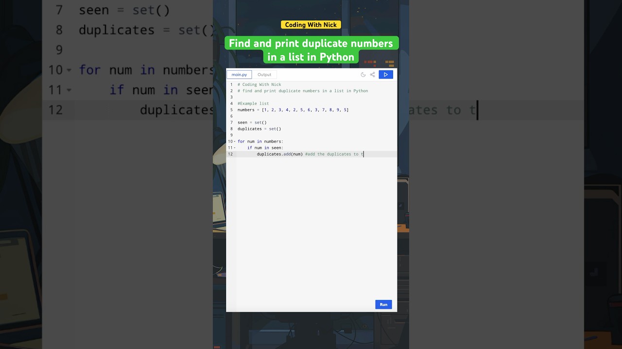Find and print duplicate numbers in a list in Python  #phython #pythonprogramming #coding #htmlcss