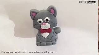 Benzoville - Grey Cat Cabinet Knob From Siro, Austria