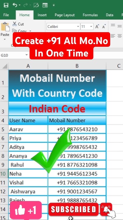 Create Mobile Number With Country Code+91 #excel #education #youtube # ...