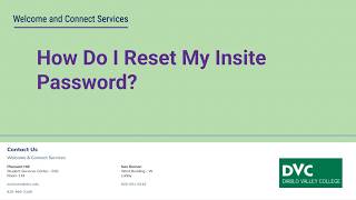 How Do I Reset My Insite Password