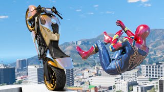 GTA 5 IRON SPIDERMAN Bike Ragdolls Compilation (Euphoria Physics Showcase) Ep 7