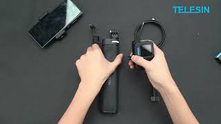 TELESIN Charging Selfie Stick 10000mah Power Bank Universal For Gopro Insta360 DJI Action Camera