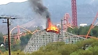 Roller Coaster Is Set On Fire At Six Flags