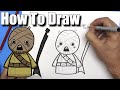 How To Draw a Cute Cartoon Tusken Raider - EASY Chibi - Step By Step - Kawaii