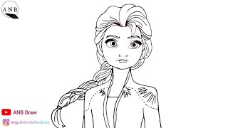 How to draw Elsa |  Disney Frozen | رسم السا ملكة الثلج خطوة بخطوة | تعلم رسم اميرات ديزني