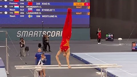 Chinese Gymnast ZOU Jingyuan gets the HIGHEST Execution score on Parallel bars - Baku World Cup 2024 - DayDayNews