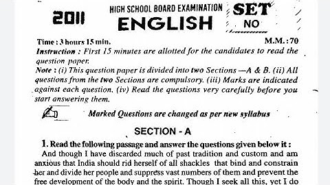 U.P Board Class 10th  English Unsolved 2011 set 1 Solved by Ramesh Sir