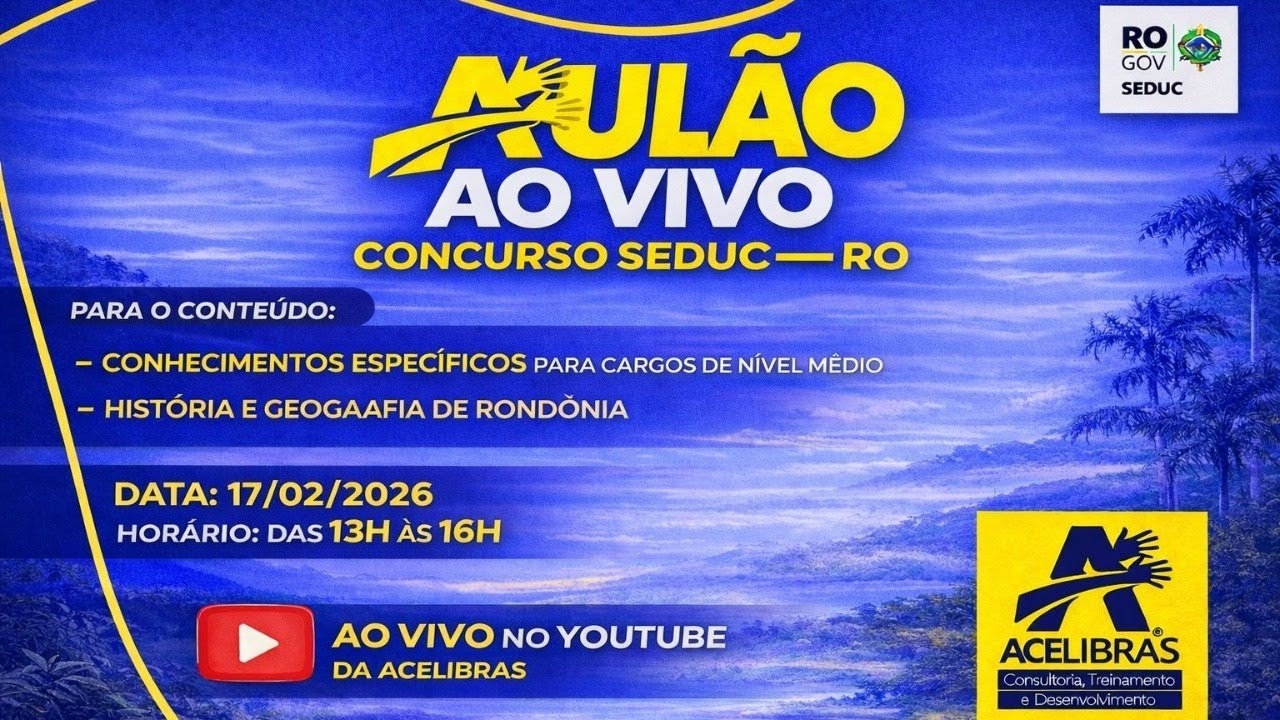 AULÃO AO VIVO - CONCURSO SEDUC-RO/NÍVEL MÉDIO E SUPERIOR