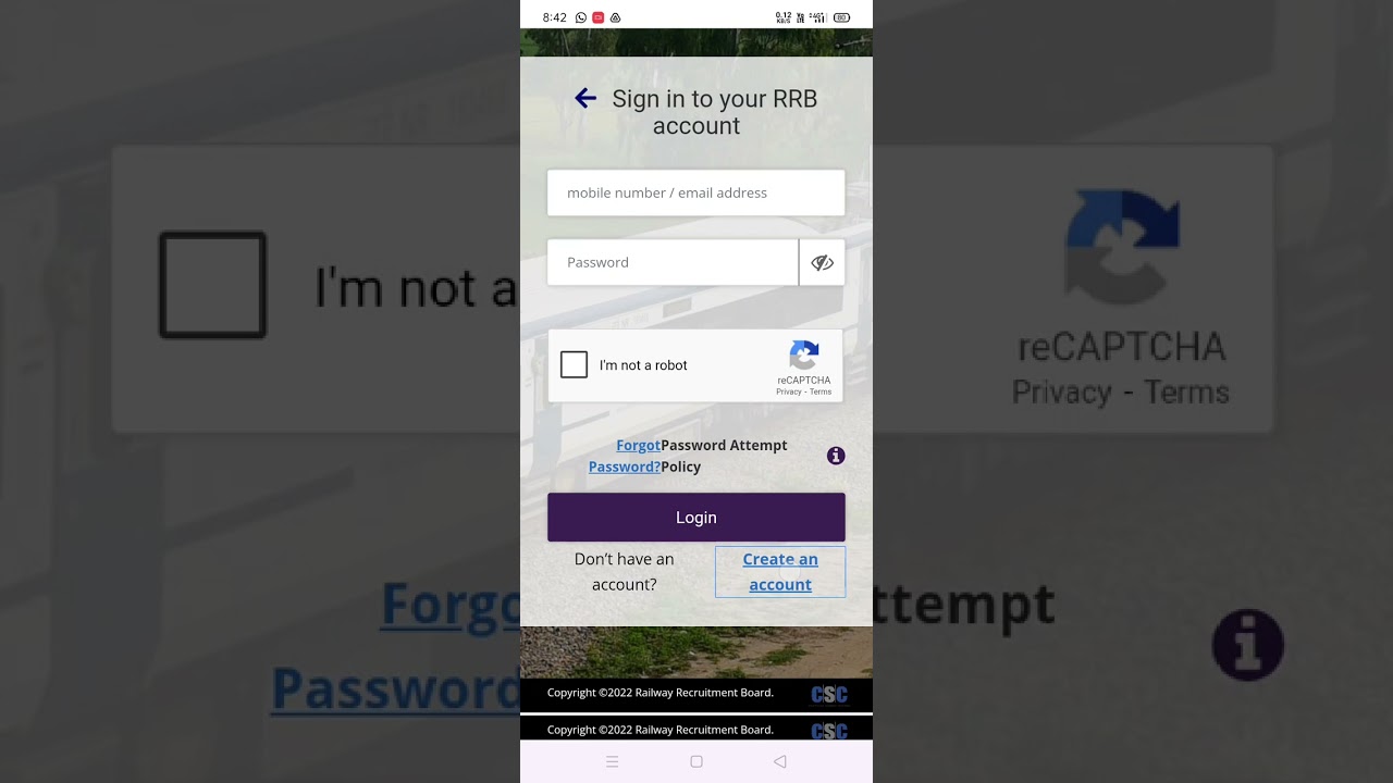 rrb apply account creation2026