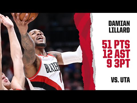 Damian Lillard (51 PTS, 12 AST, 9 3PT) Highlights | Trail Blazers vs. Jazz