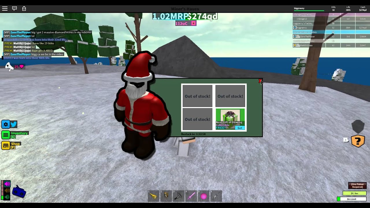 Roblox Miners Haven Santa Is Selling Stuff Winter Update Review - roblox game where you can sell stuff