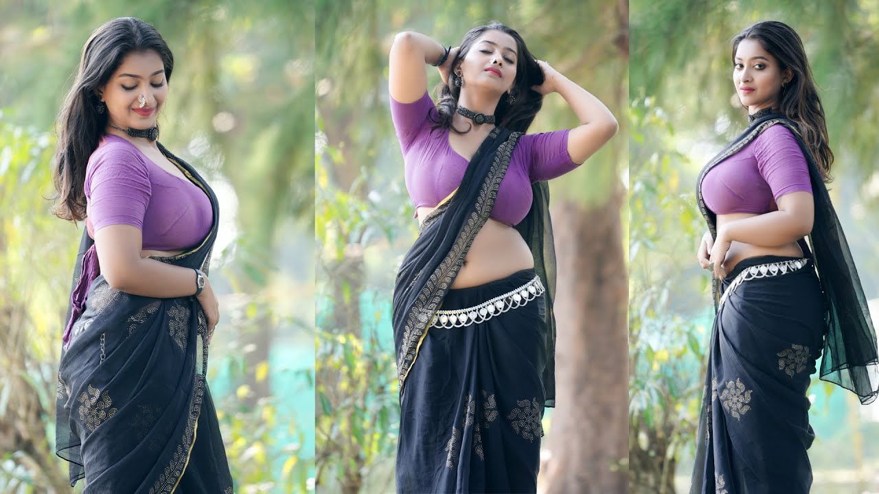 Elegance Redefined: Black Chiffon Saree Review feat.  !