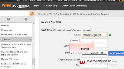 WHM Reseller - Generar SSL y CSR