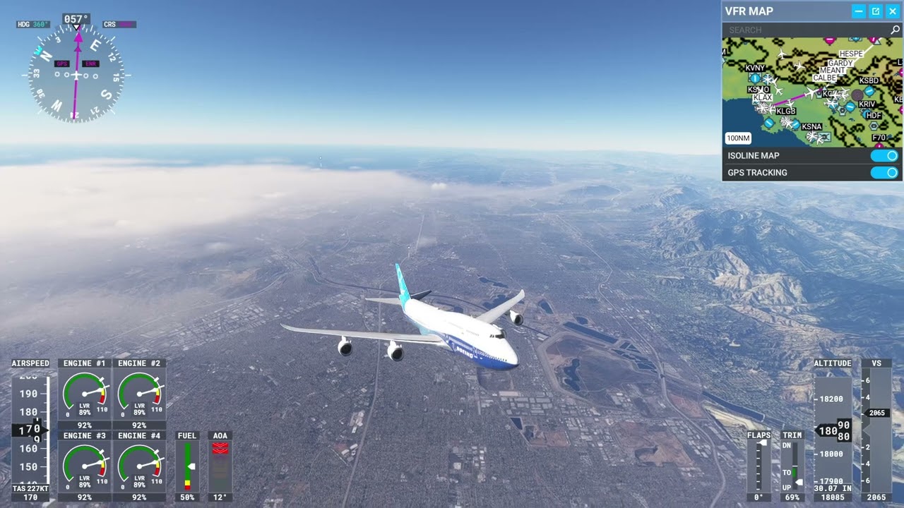 MSFS 2020 747 from Los Angeles to Las Vegas (IFR Practice 9070XT)