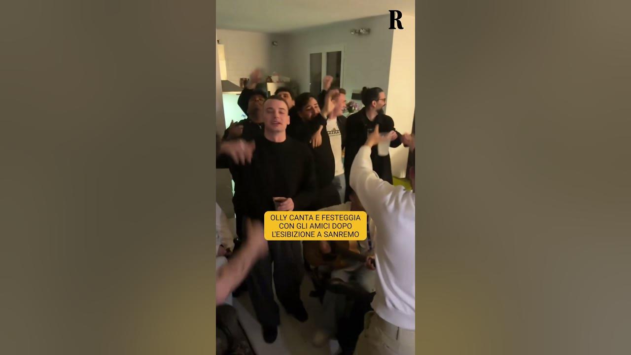 OLLY CANTA E FESTEGGIA CON GLI AMICI DOPO L'ESIBIZIONE A SANREMO
