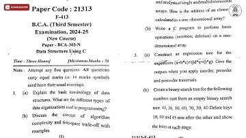 BCA 3RD SEM DATA STRUCTURE USING C 2025 | MJPRU