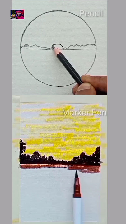 Two sunset drawings | Sunset drawing ☀ ☀ ☀ ☀