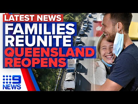 Emotional reunions as Queensland reopens after 141 days | Coronavirus | 9 News Australia