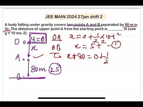 JEE MAIN 2024(27jan shift2)A body falling under gravity covers two points A and B separated by 14 JEE MAIN 2024(27jan shift2)A body falling under gravity covers two points A and B separated by