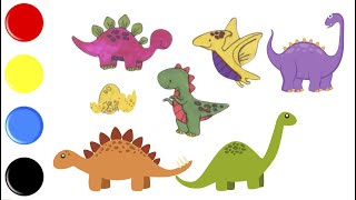 Come disegnare Dinosauri | Come colorare imparare l&#39;inglese  | imparare i colori e gli animali