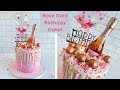 Rose gold drip cake i pink champagne cake i rose gold birt.ay cake ideas