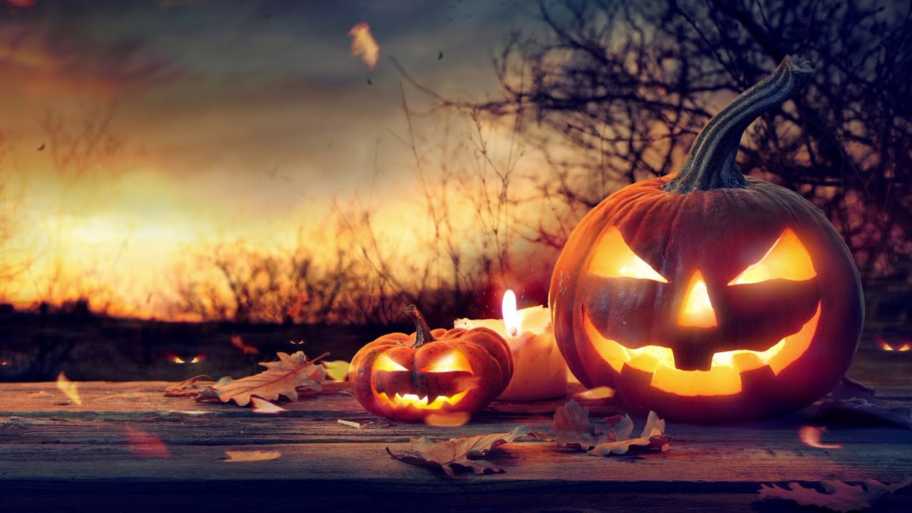 Halloween Ambience with Crackling Fire, Light Wind, Rustling Leaves ...