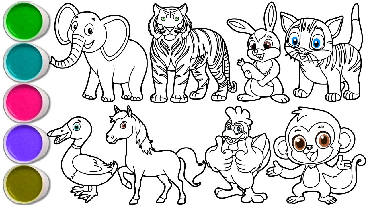 Нарисуйте удивительных животных за считанные минуты — слона, тигра, кролика, кошку, утку, лошадь,...