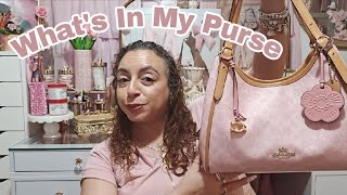 What's in My Purse | Coach Erin Shoulder Bag in Powder Pink 