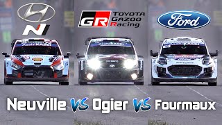 Neuville vs Ogier vs Fourmaux COMPARISON @ 2024 WRC Rallye MonteCarlo | Hyundai vs Toyota vs Ford