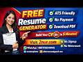 Best Free Resume Generator Website | ATS Friendly CV Maker Online #FreeResumeGenerator#FreeResume