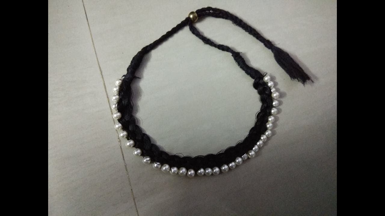 DIY BRAIDED SILK THREAD BLACK NECKLACE