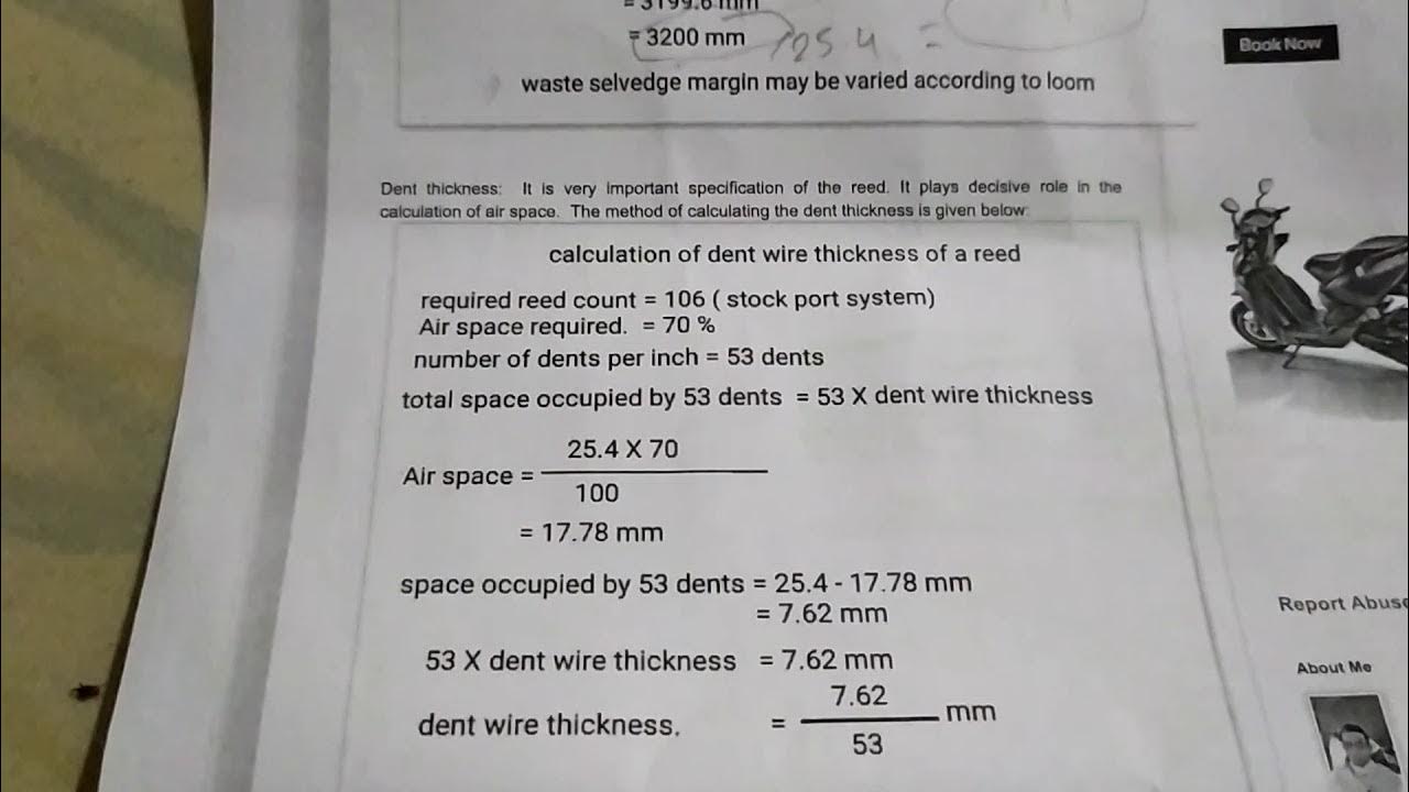 Weaving Technician topic36 (Calculation overall Reed width and dent