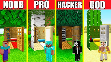 Minecraft Battle: INSIDE TREE HOUSE BUILD CHALLENGE - NOOB vs PRO vs HACKER vs GOD / Animation