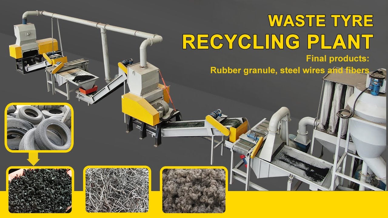 Waste Tyre Recycling Plant Tire Rubber Shredding  Recovery Line