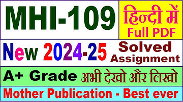 MHI 109 solved assignment 2024-25 in Hindi || mhi 109 solved assignment 2025 || mhi109 2024-25