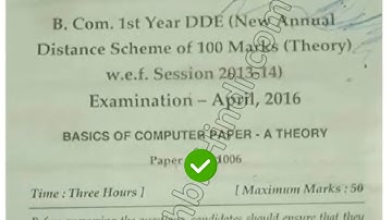 2016 BCom DDE 1st Year Basics of Computer Question Paper