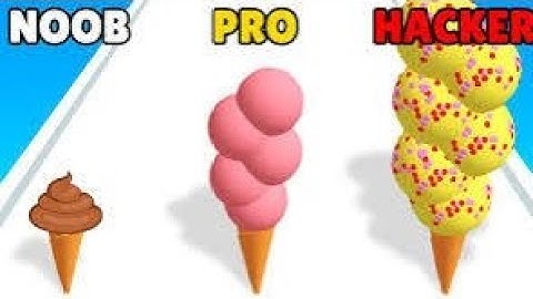 ice cream 🍦 rush noob vs pro vs hacker all levels iOS trailer walkthrough gameplay. #icecreamrun