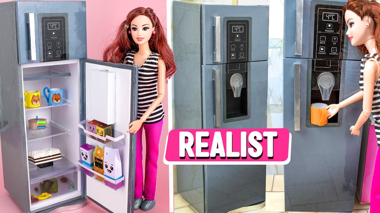 Mini Double Door Refrigerator Girl Toys Miniature Kitchen