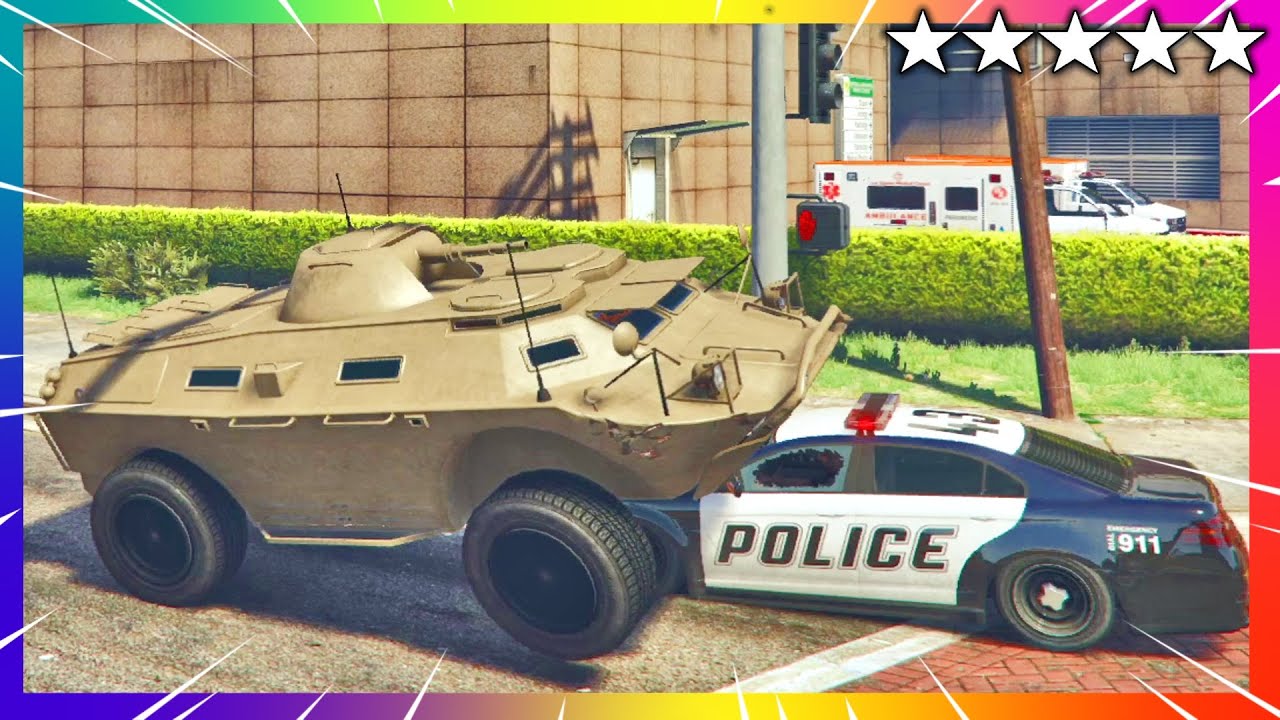 GTA 5 Police Chase - Best Car - APC Tank | GTA V Five Star Cop Battle ...