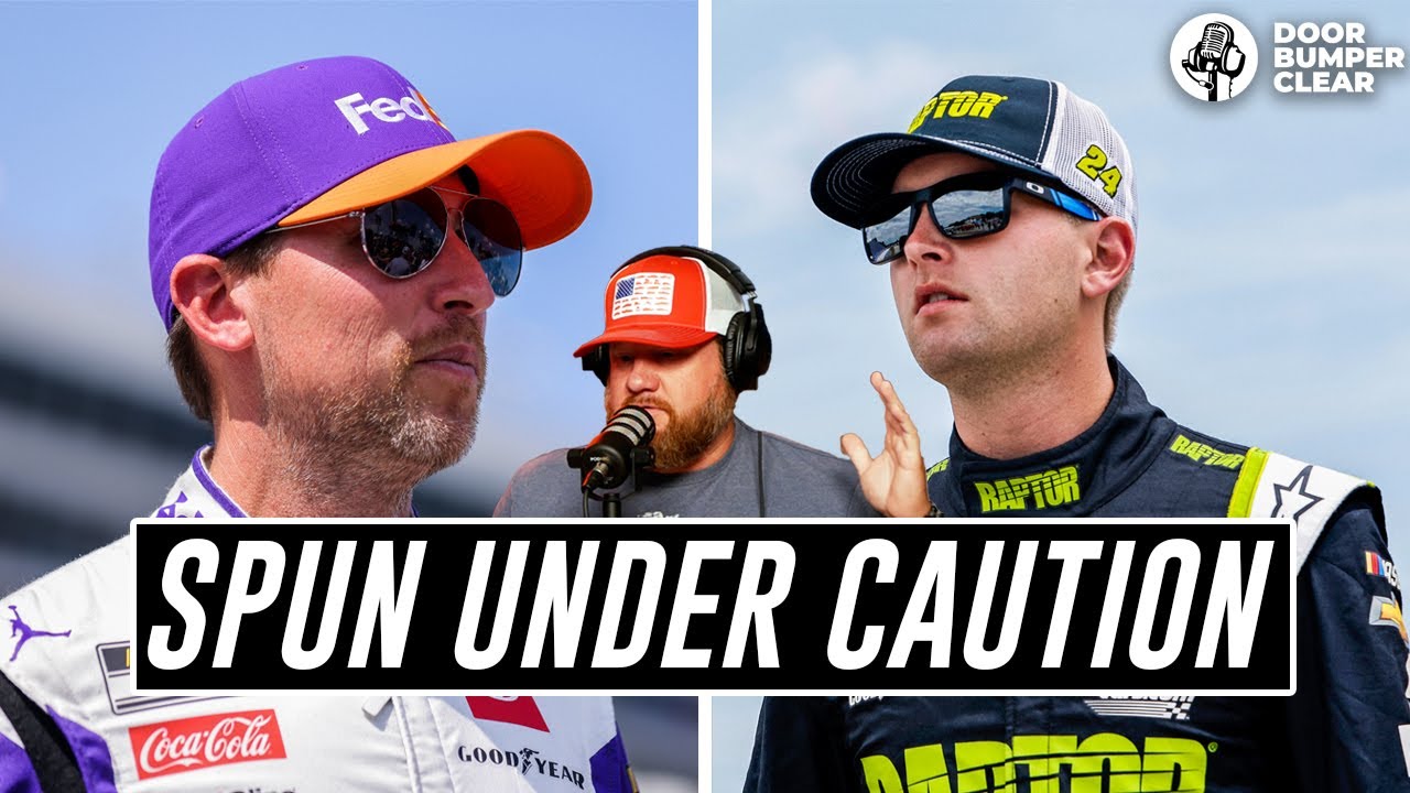 Denny Hamlin Wrecked Under Caution by William Byron at Texas Door