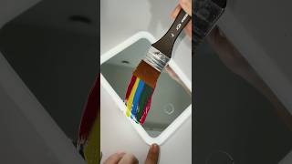Let’s paint the mirror with satisfying big brush 🎨🖌️🪞#satisfying, #art, #painting, #colorful,