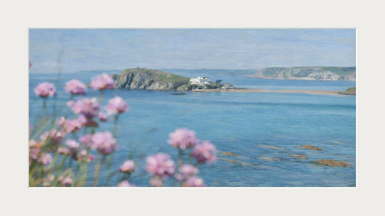 Soft Horizons in Devon (White frame) | Elegant Coastal Wall Art in 4K