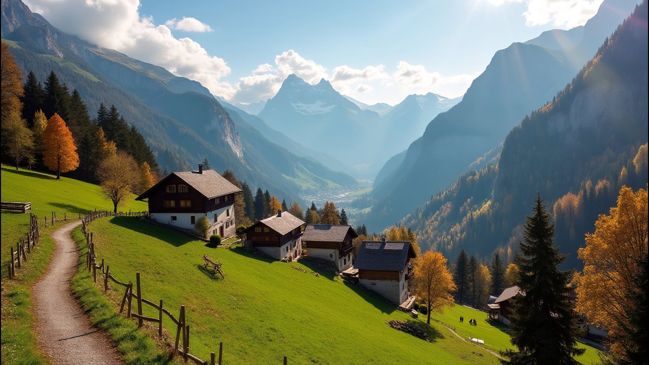 Murren to Gimmelwald Best Autumn Walk Tour | Most Beautiful Hike in Switzerland