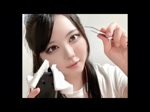 【ASMR】ピンセットとコットンの音,Tweezers & Cotton Sounds ,囁き声