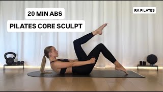 20 MIN PILATES SCULPT CORE WORKOUT | RA PILATES (at home, mat pilates, light dumbbells)