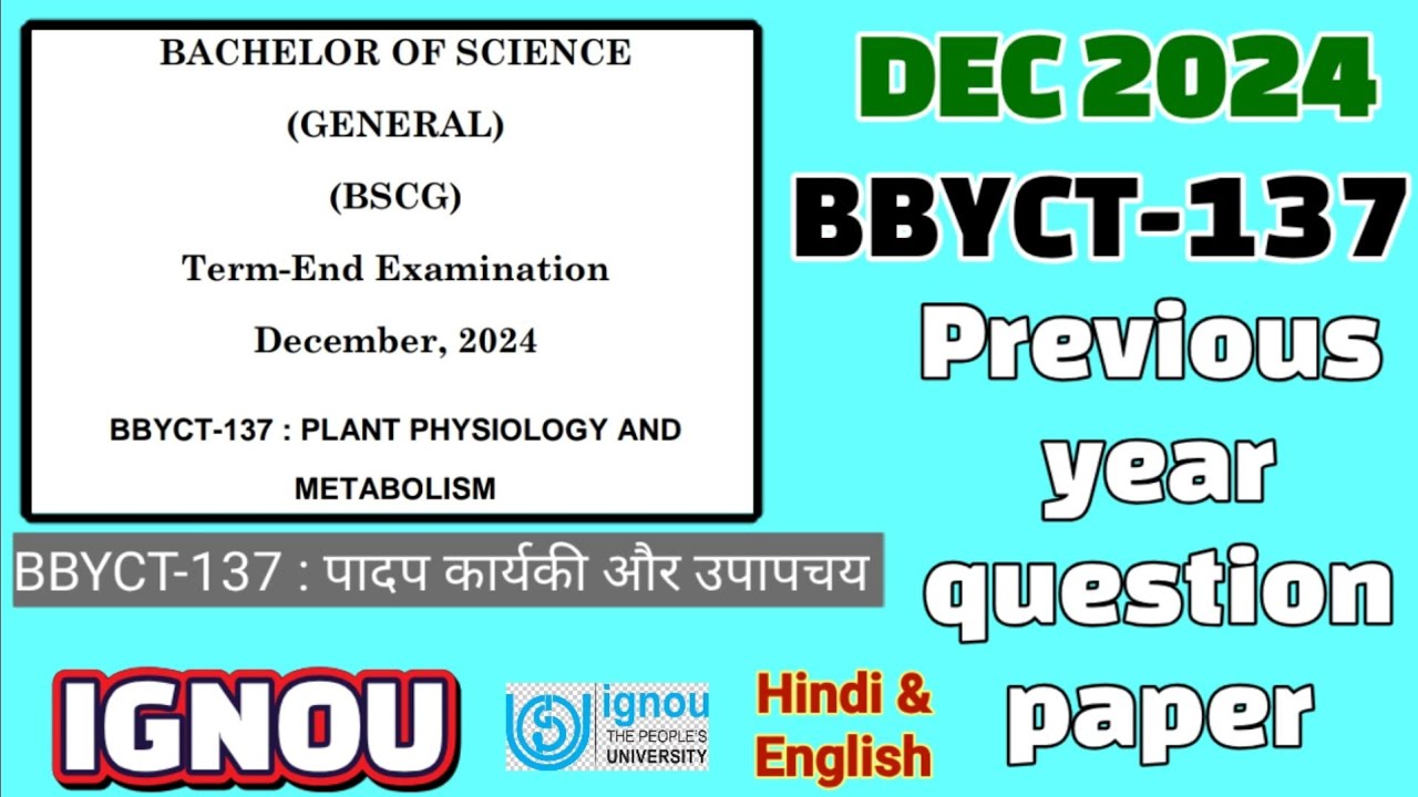 BBYCT-137 : Plant Physiology and Metabolism IGNOU Previous year question paper