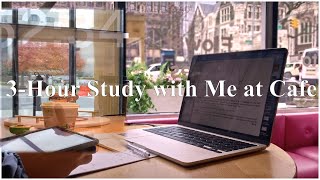 3 HOURS Study with me Cafe| Coffee Shop Ambiance| Background noise| Fire Sound| 4k| Mindful Studying