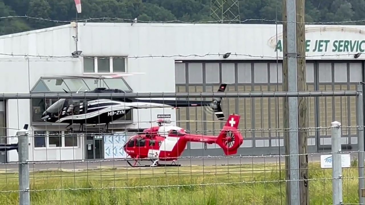 Bell 505 Jet Ranger HB-ZYN Heli Alps landing Sion airport Valais Switzerland 22.06.2023