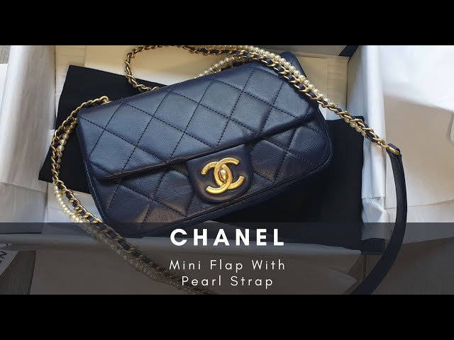 Chanel Mini Flap With Pearl Strap, Gold-Tone Metal
